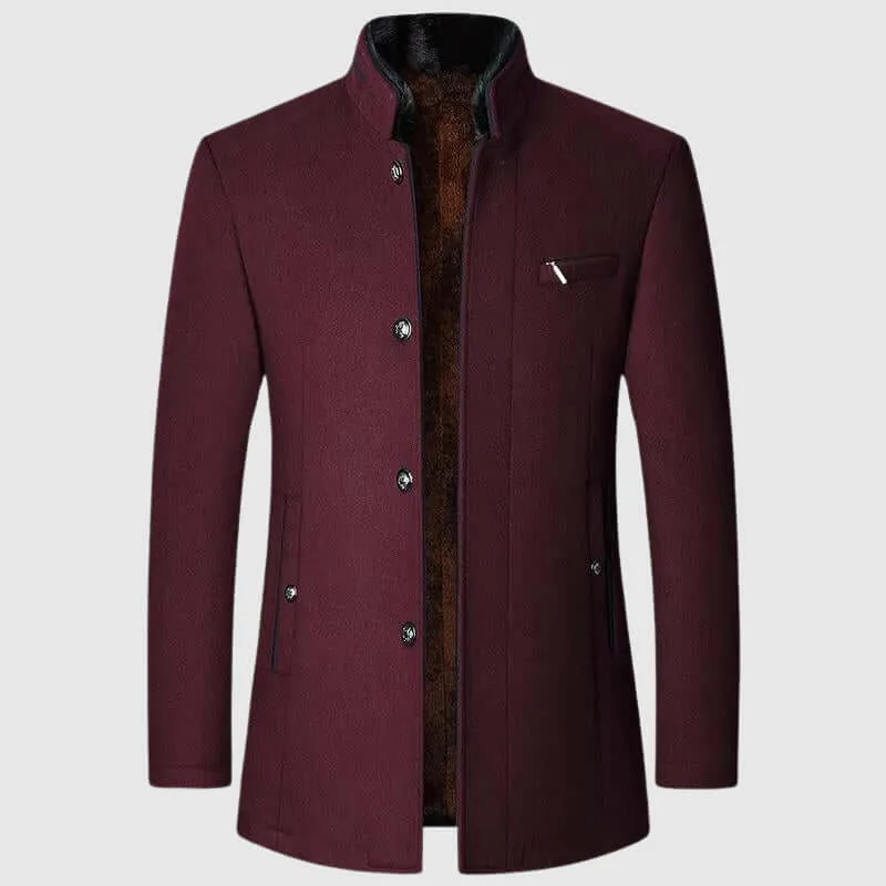 Luxe Wool Blend Coat With Square Collar