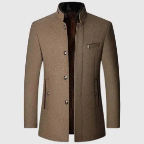 Luxe Wool Blend Coat With Square Collar