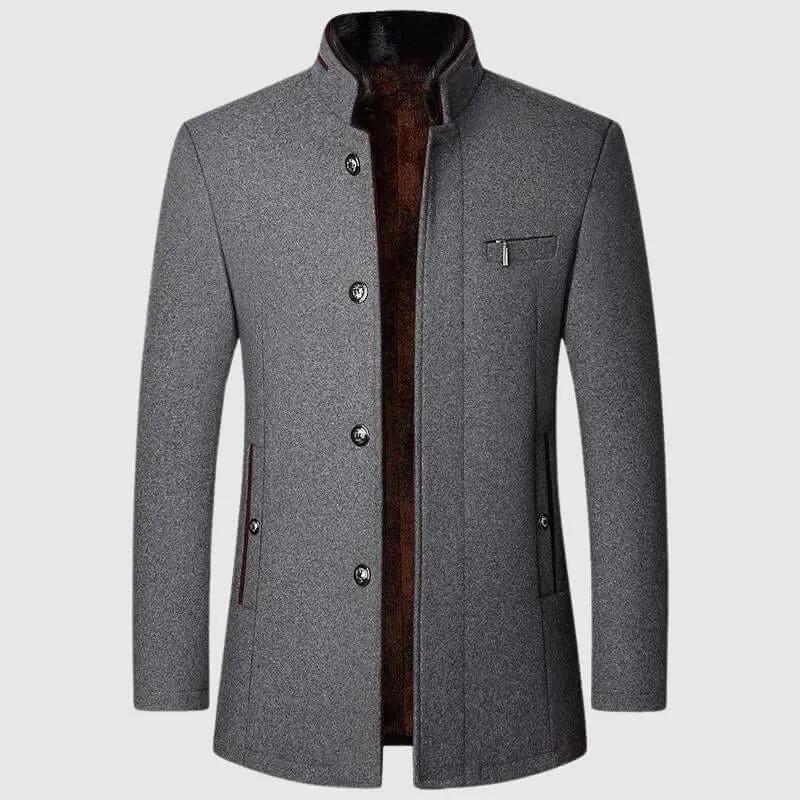 Luxe Wool Blend Coat With Square Collar
