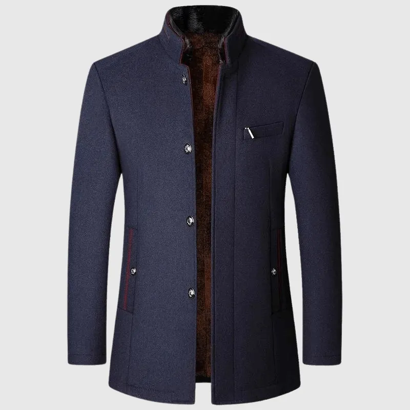 Luxe Wool Blend Coat With Square Collar