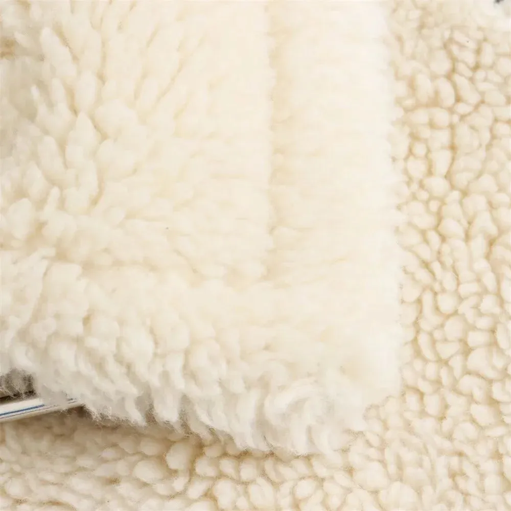 Luxurious Cream Plush Faux Fur Motorcycle Coat