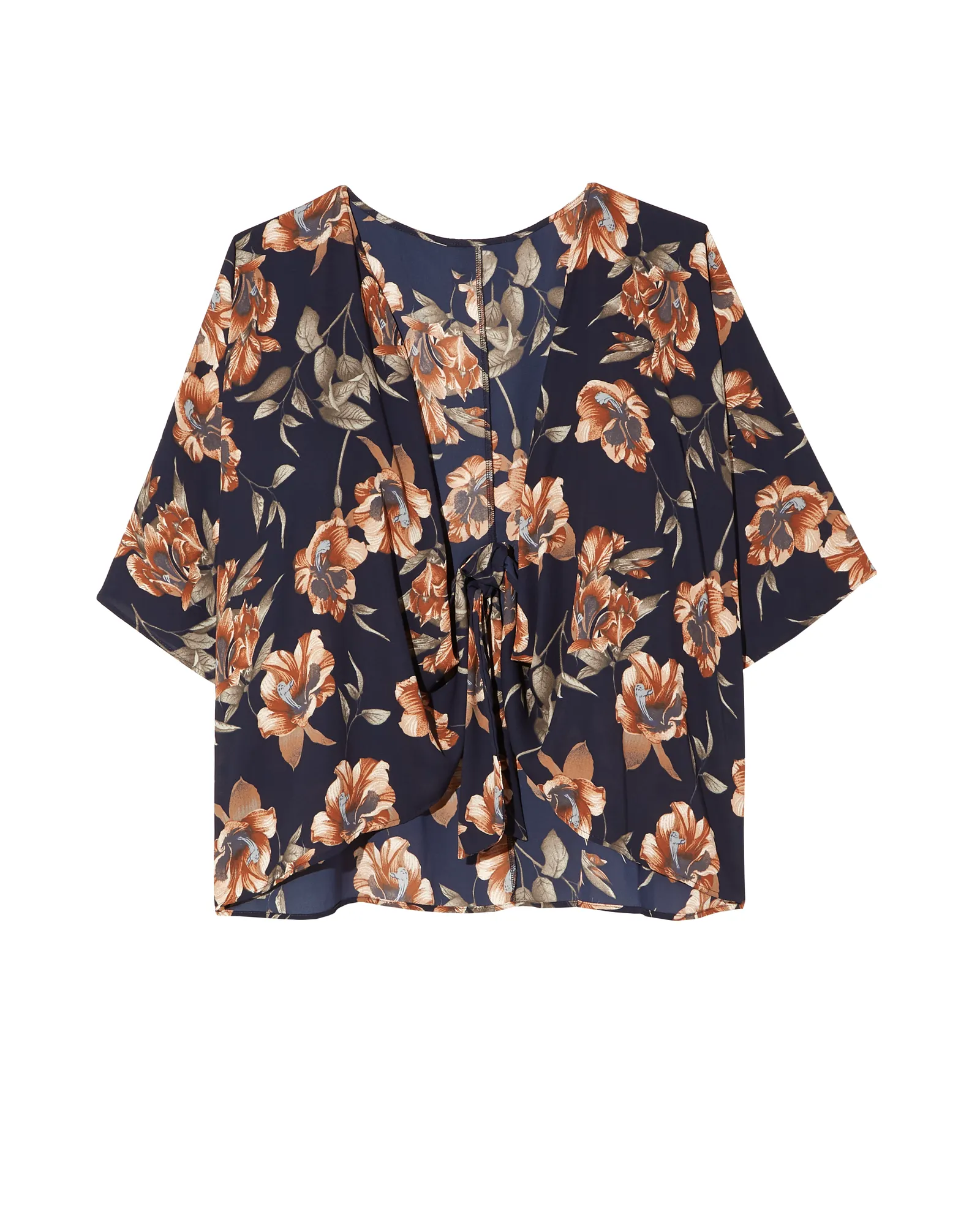 Macie Short Sleeve Kimono | Navy / Orange