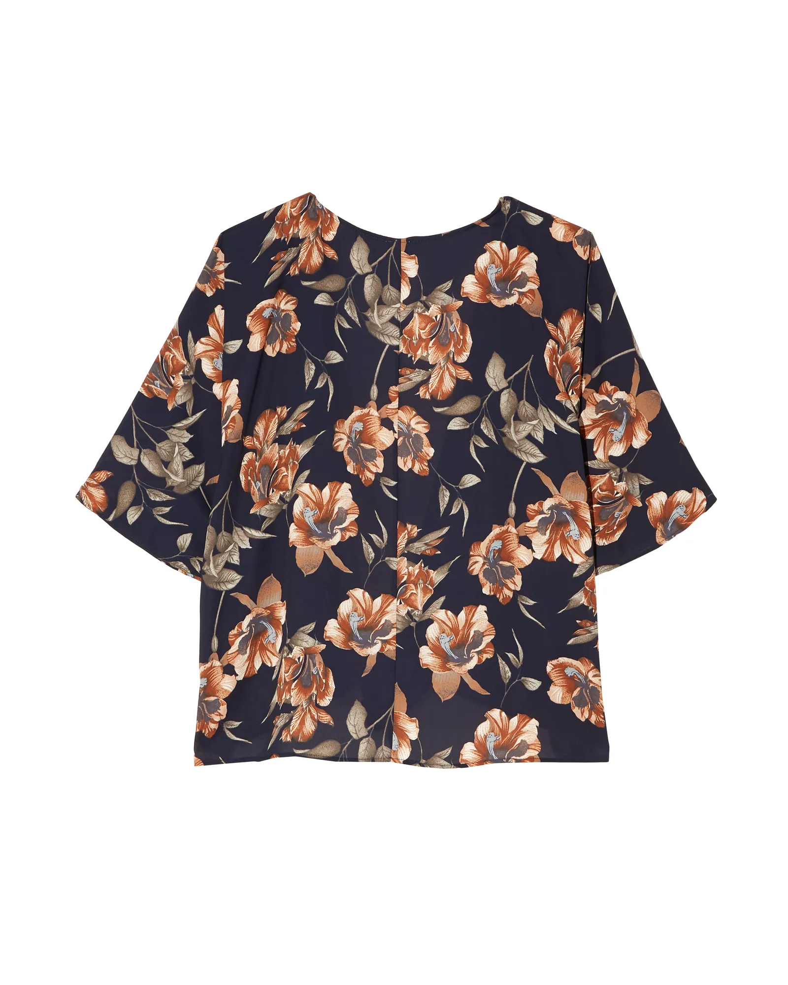 Macie Short Sleeve Kimono | Navy / Orange