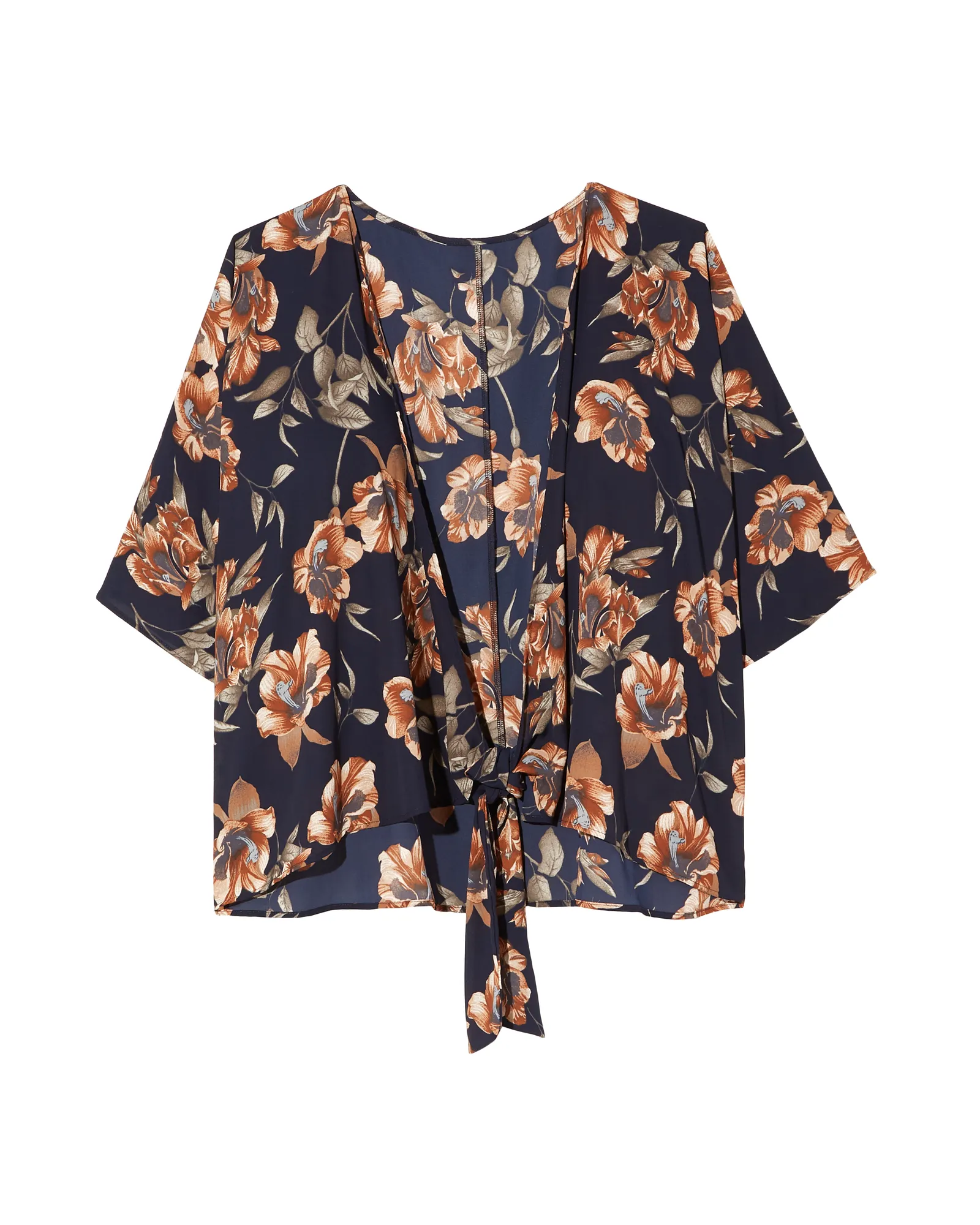 Macie Short Sleeve Kimono | Navy / Orange