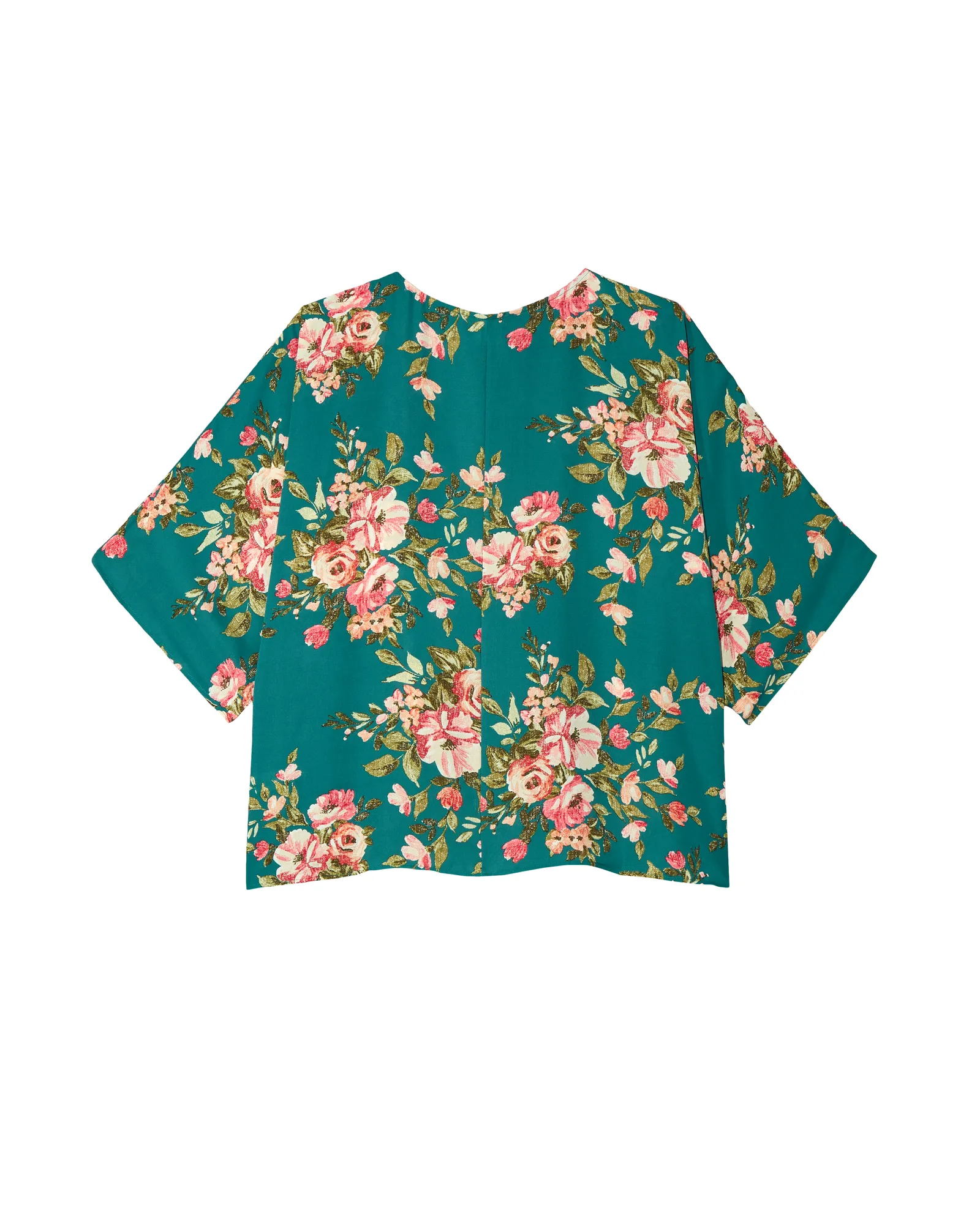 Macie Short Sleeve Kimono | Teal / Pink