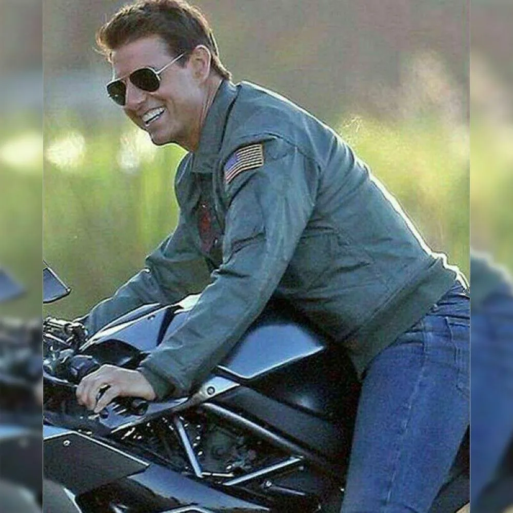 MCJ04 US Army Tom Cruise Top Gun Green Cotton Real Denim Jacket