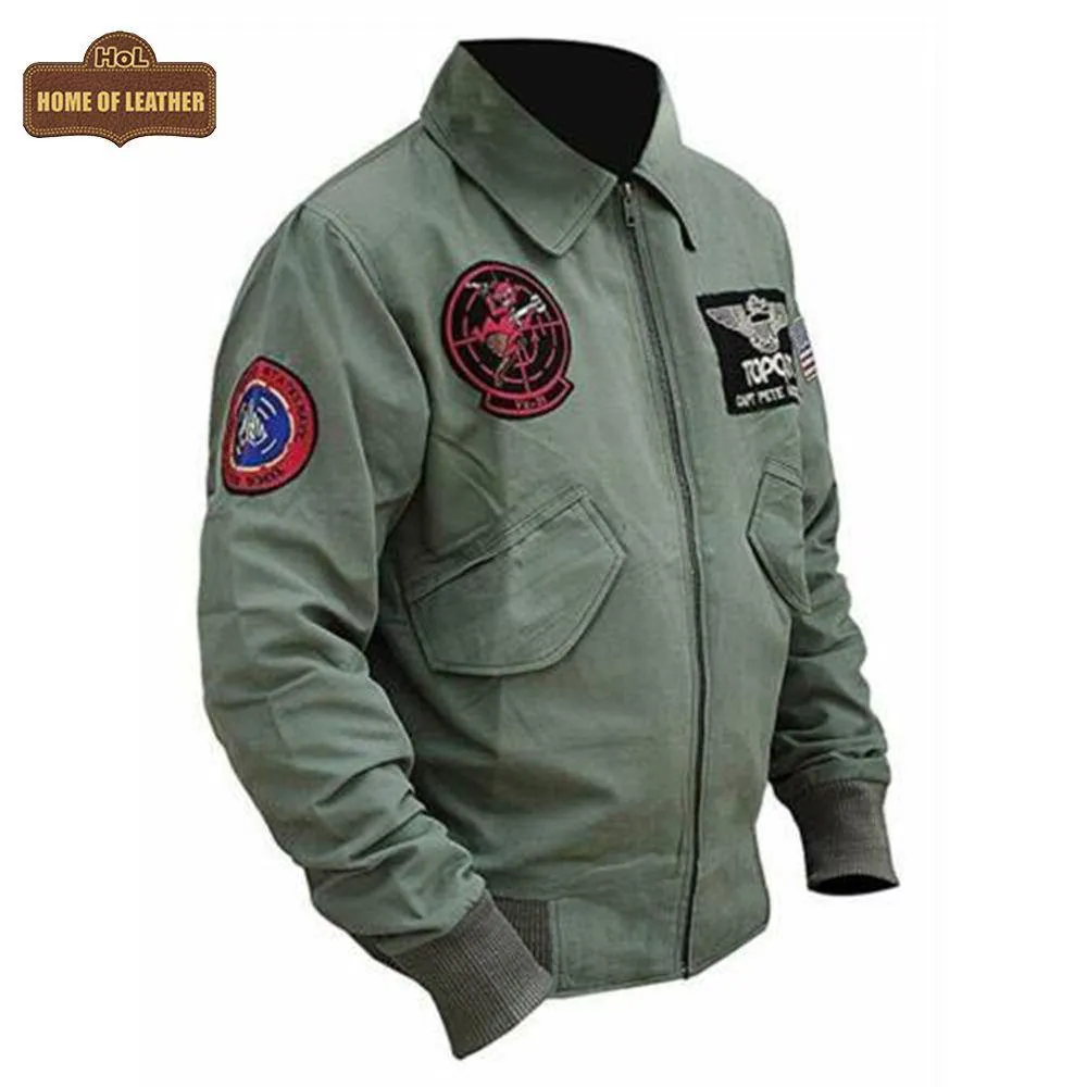MCJ04 US Army Tom Cruise Top Gun Green Cotton Real Denim Jacket