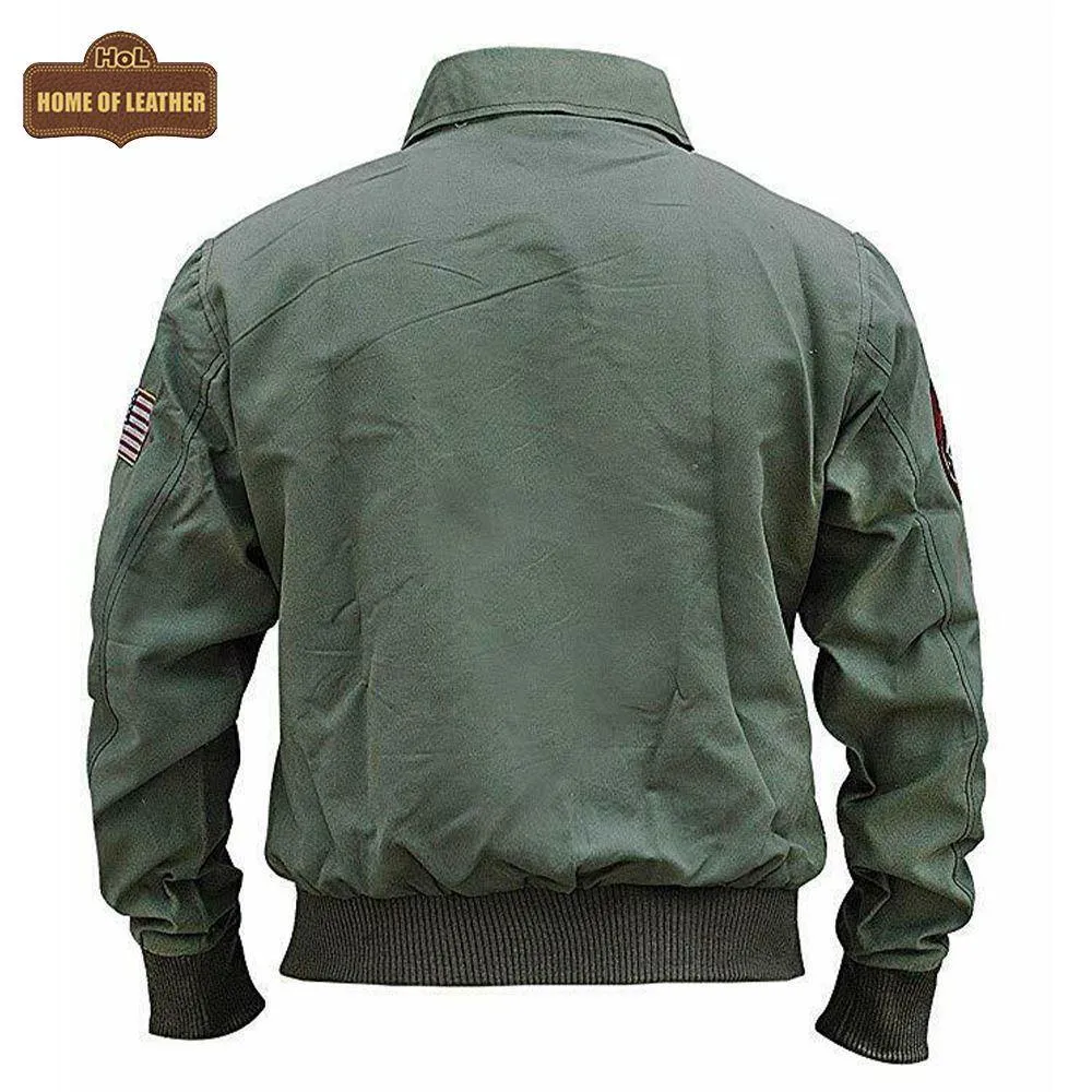 MCJ04 US Army Tom Cruise Top Gun Green Cotton Real Denim Jacket