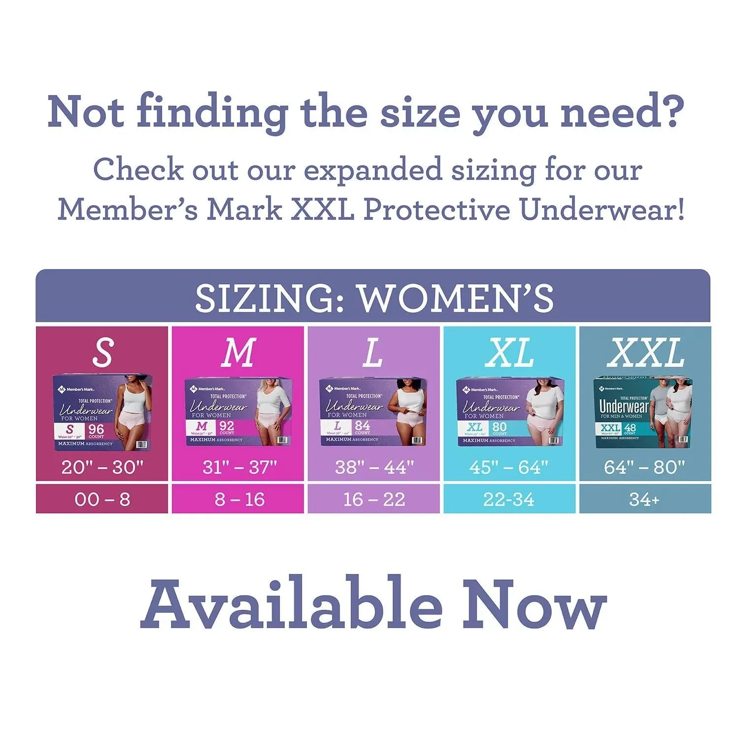 Member's Mark Total Protection Incontinence Underwear for Women - Choose Your Size