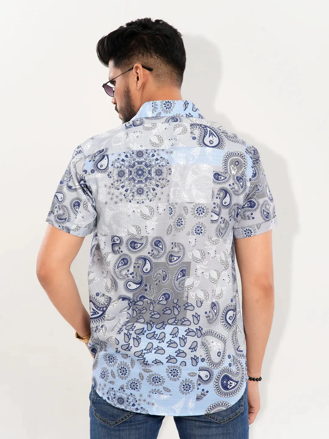 Men's Casual Half Sleeve Printed in Cloud Sky Shirt