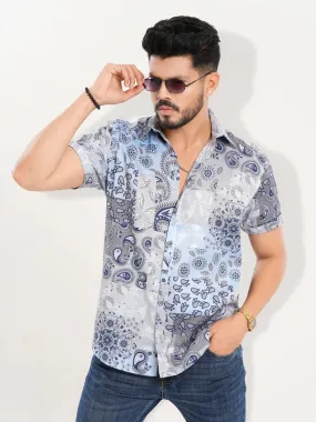 Men's Casual Half Sleeve Printed in Cloud Sky Shirt