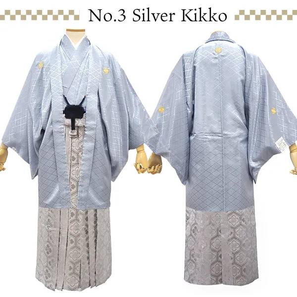 Men's Formal Kimono, Haori, and Hakama 12-Piece FULL Set ＜Gray Haori＞