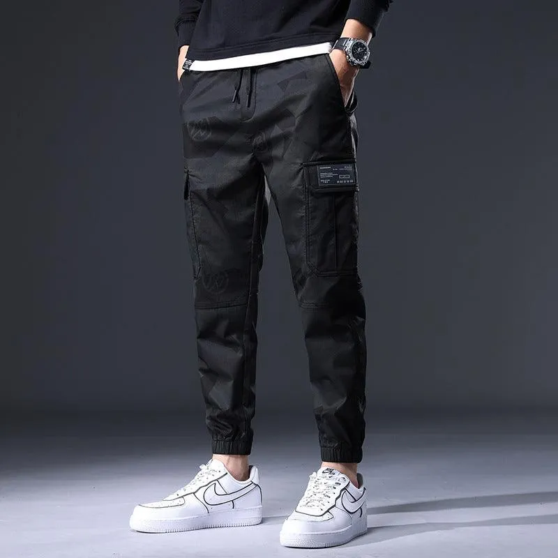 Men’s Loose Camouflage Ankle Banded Pants - Cotton Overalls