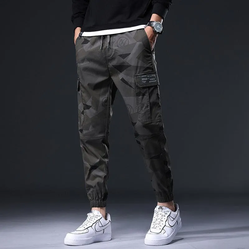 Men’s Loose Camouflage Ankle Banded Pants - Cotton Overalls