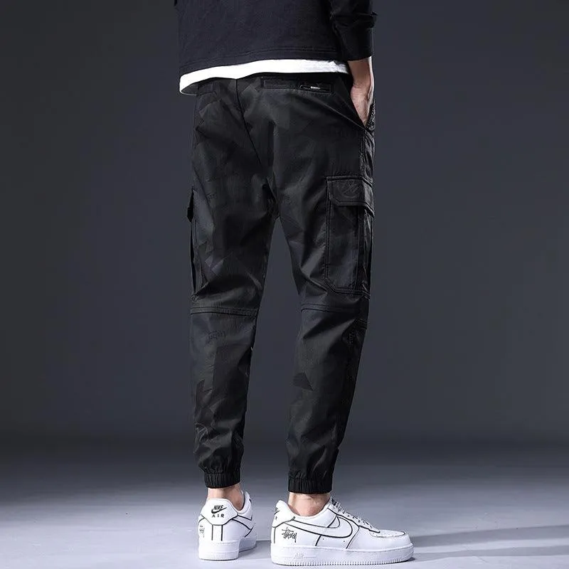 Men’s Loose Camouflage Ankle Banded Pants - Cotton Overalls