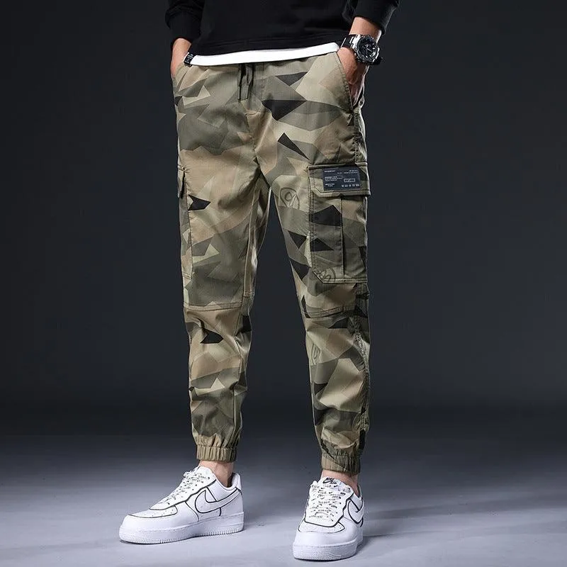 Men’s Loose Camouflage Ankle Banded Pants - Cotton Overalls