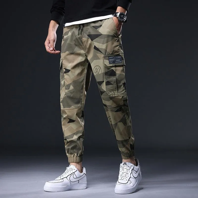 Men’s Loose Camouflage Ankle Banded Pants - Cotton Overalls