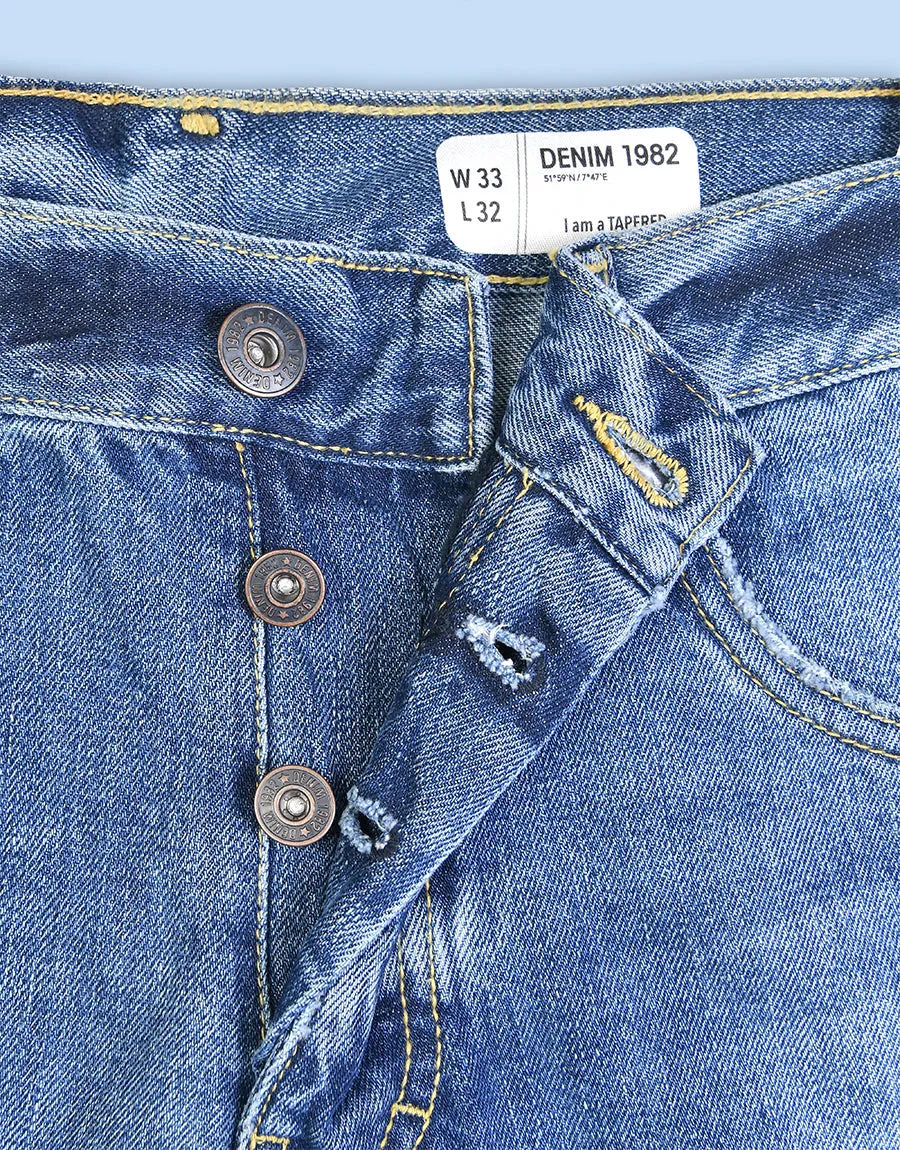 Men's Rough Denim Jeans-Blue