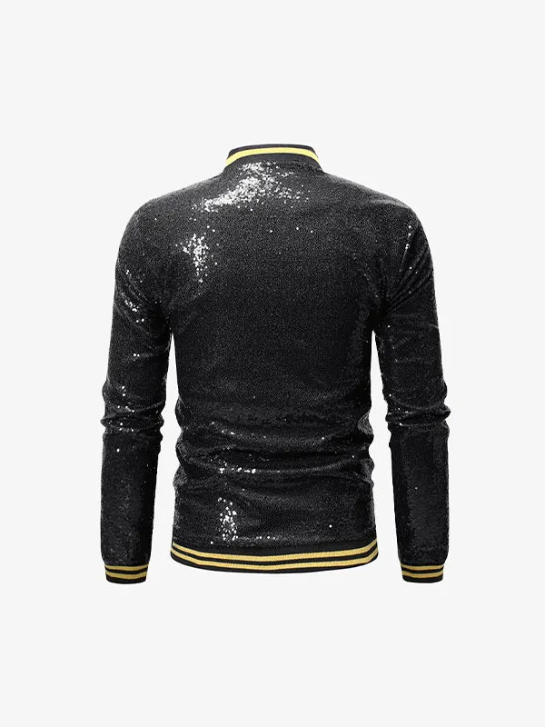 Men's Sequined Zip Up Jacket