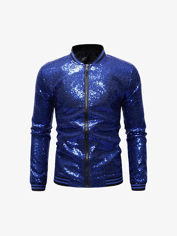 Men's Sequined Zip Up Jacket