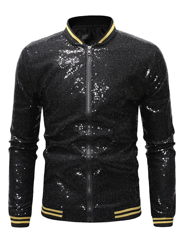 Men's Sequined Zip Up Jacket