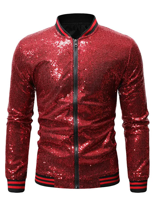 Men's Sequined Zip Up Jacket
