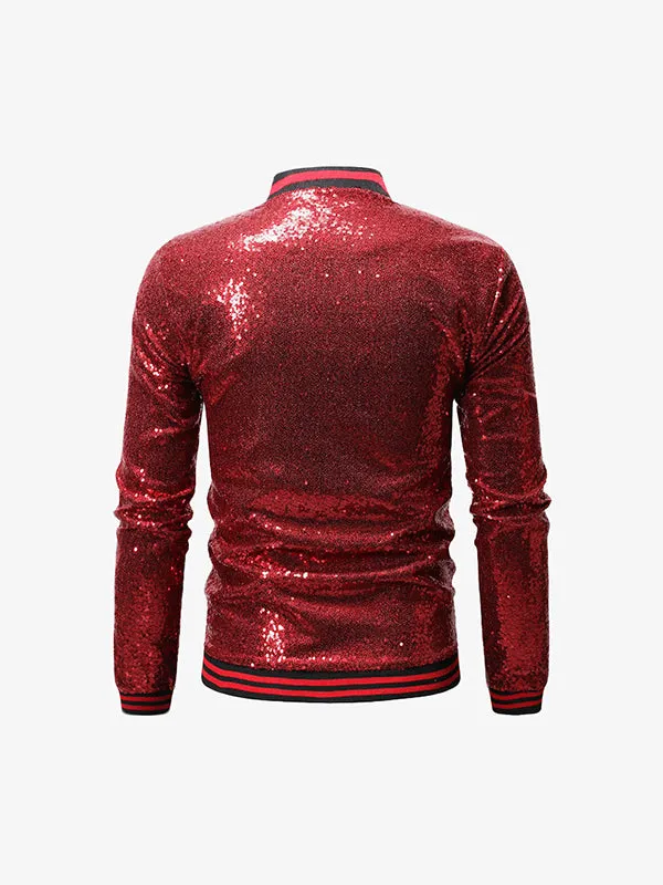 Men's Sequined Zip Up Jacket