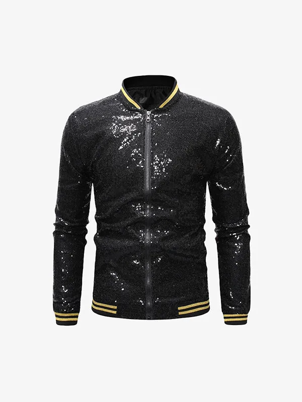 Men's Sequined Zip Up Jacket