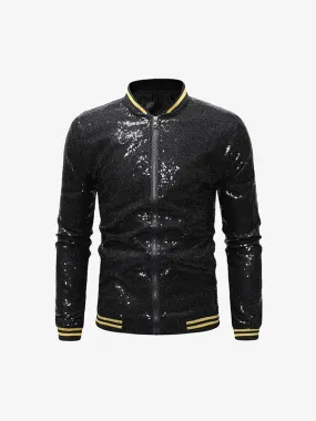 Men's Sequined Zip Up Jacket