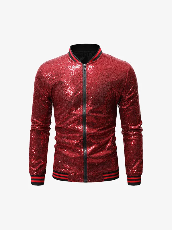 Men's Sequined Zip Up Jacket