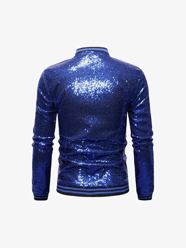 Men's Sequined Zip Up Jacket