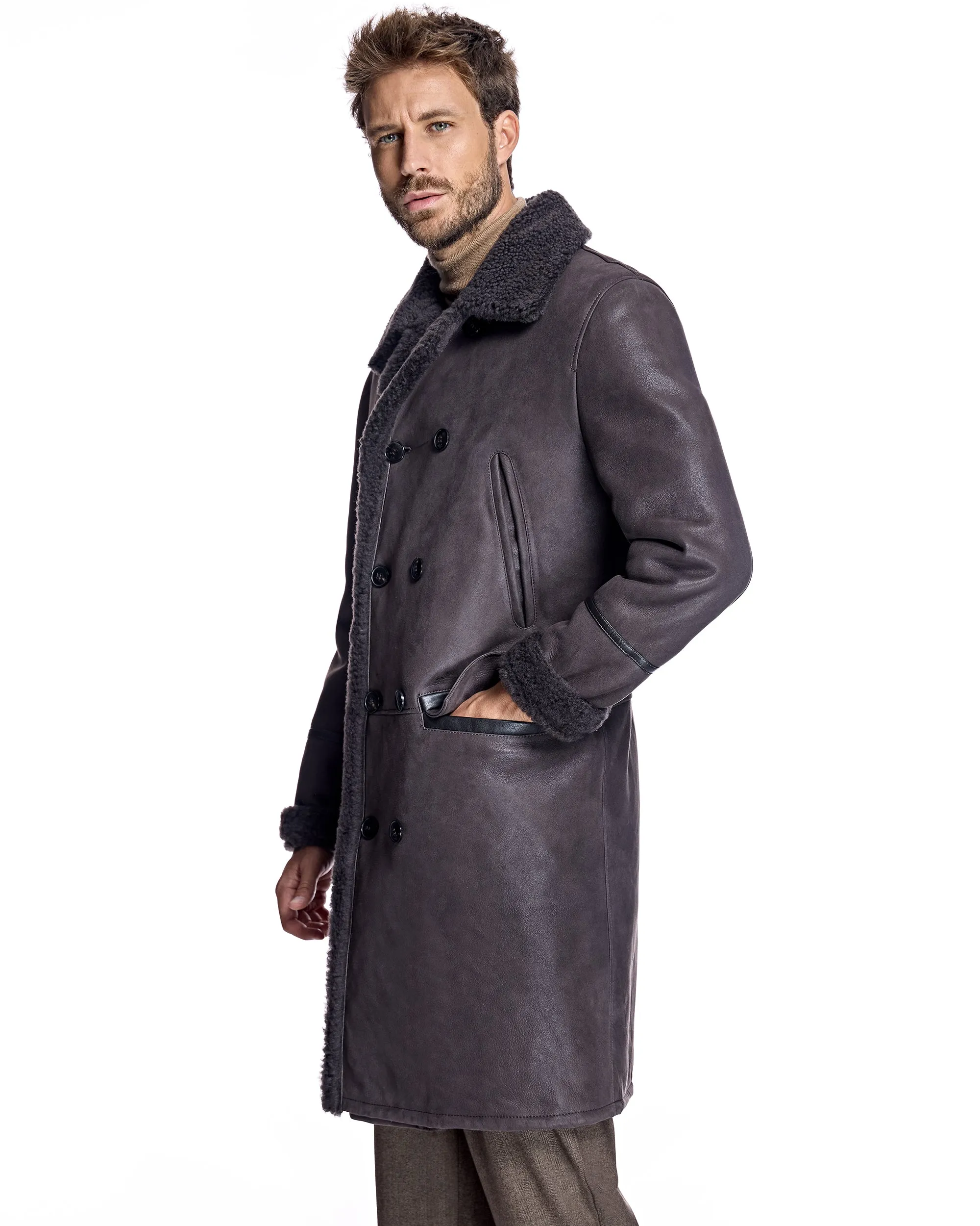 Men's Shearling Peacoat