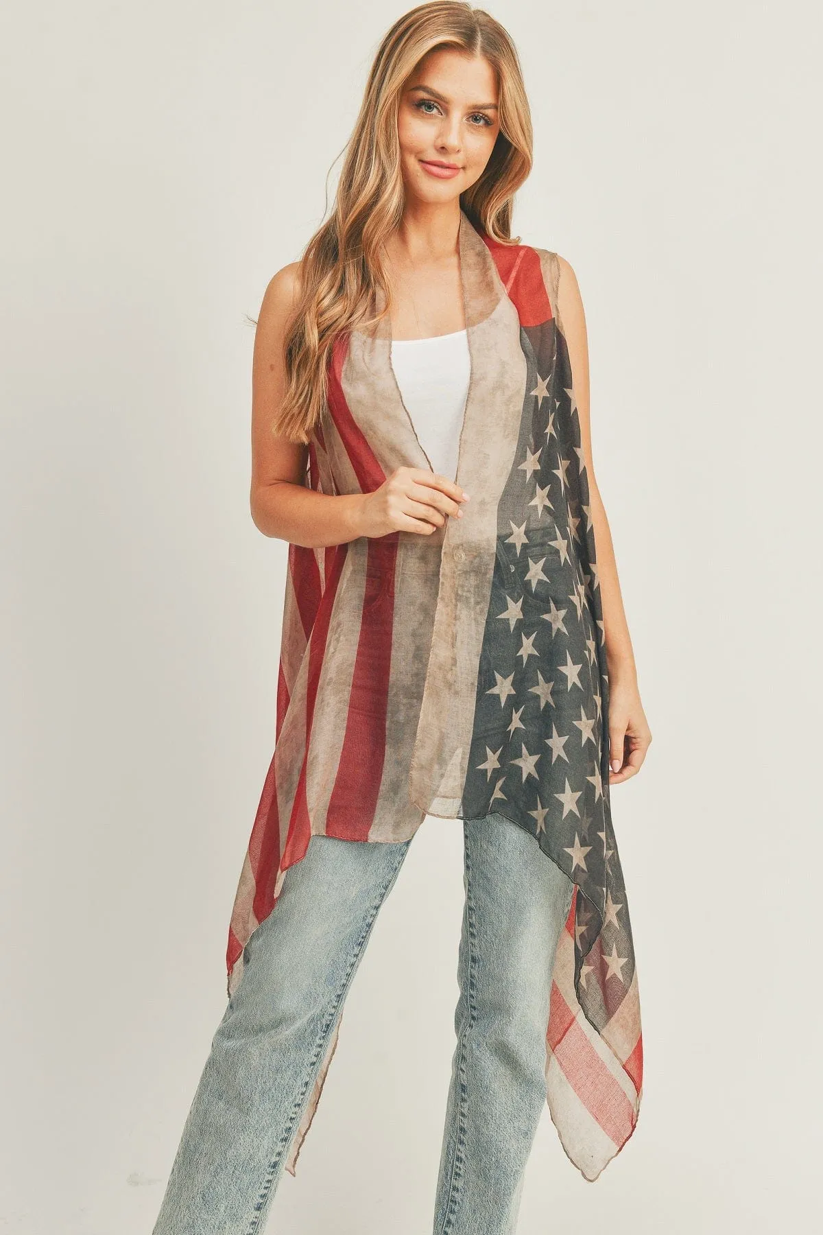 MS0065 Vintage American Flag Kimono