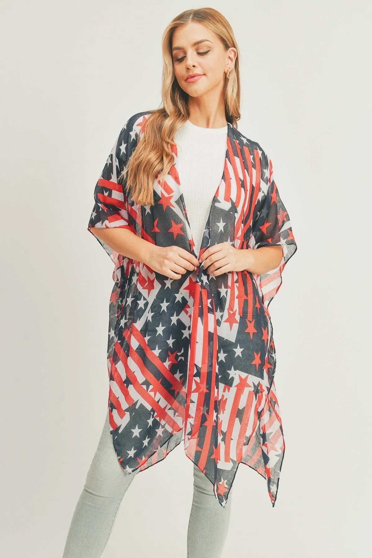 MS0274 American Flag Kimono