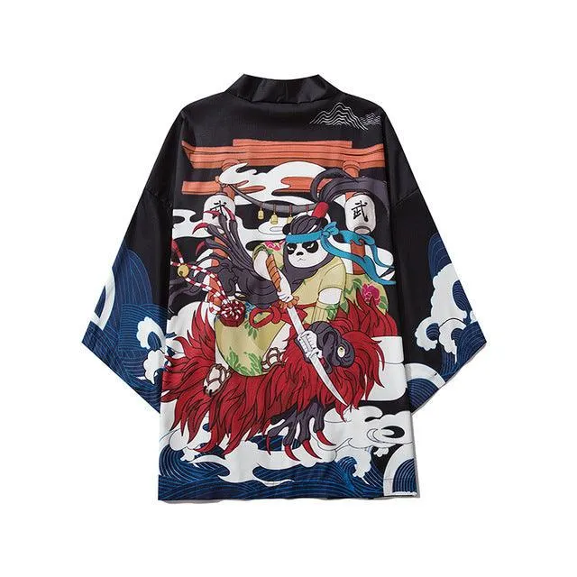 National Style Creative Kimono Cloak Printed Casual Jacket Haori Shirt