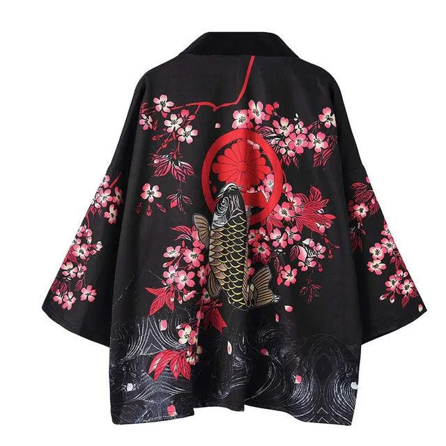 National Style Creative Kimono Cloak Printed Casual Jacket Haori Shirt
