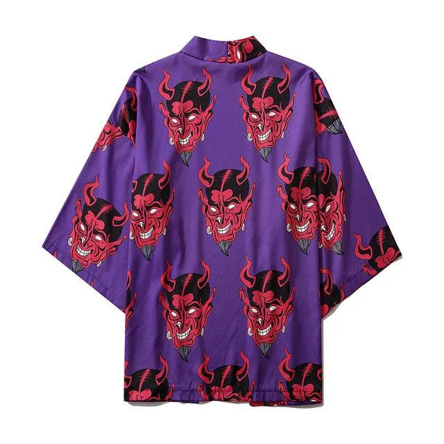National Style Creative Kimono Cloak Printed Casual Jacket Haori Shirt