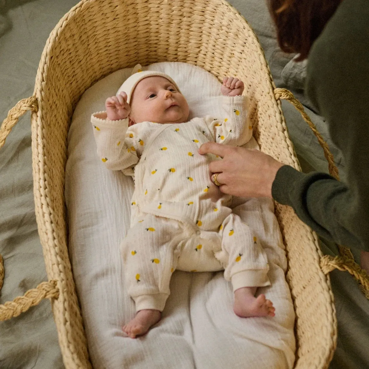 Nature Baby Kimono Pointelle Stretch N Grow Lemon Print