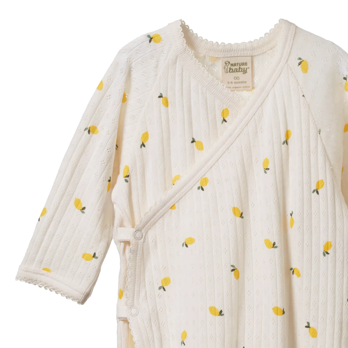 Nature Baby Kimono Pointelle Stretch N Grow Lemon Print