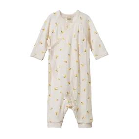 Nature Baby Kimono Pointelle Stretch N Grow Lemon Print