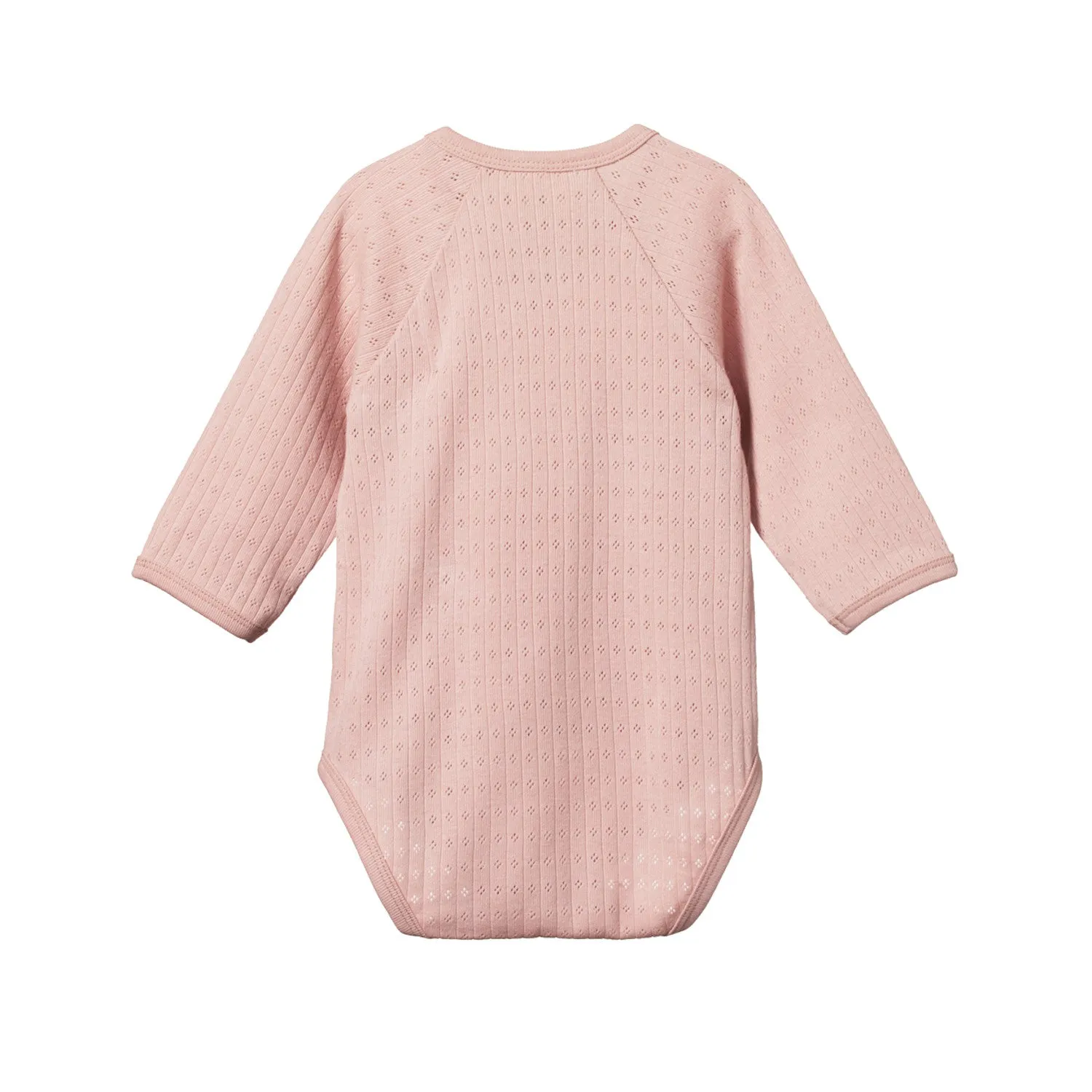 Nature Baby Pointelle Kimono Bodysuit Long Sleeve Rosebud
