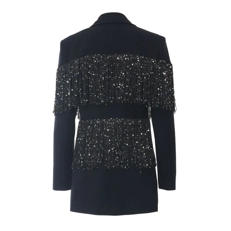 Navy Blue Tasseled Personalized Banquet Small Suit Jacket