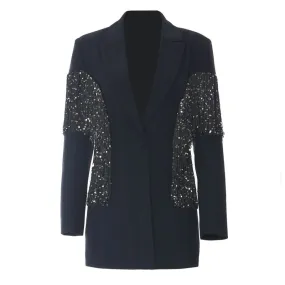 Navy Blue Tasseled Personalized Banquet Small Suit Jacket