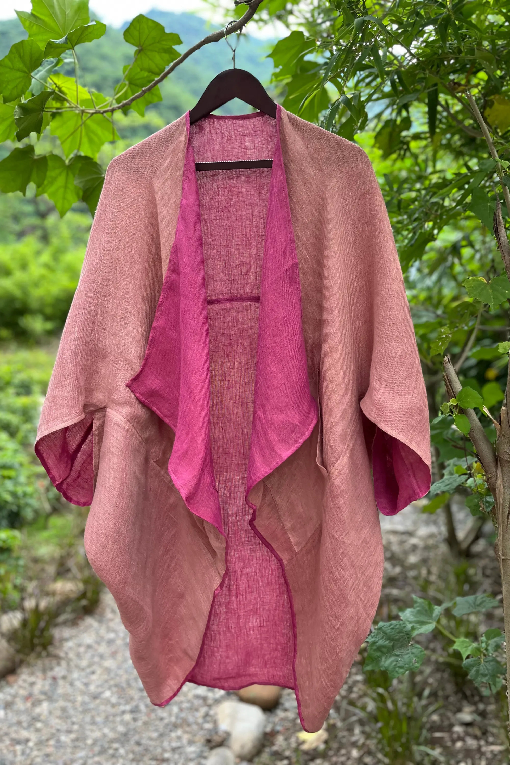 NEW! Reversible LINEN Kimono Desert Rose