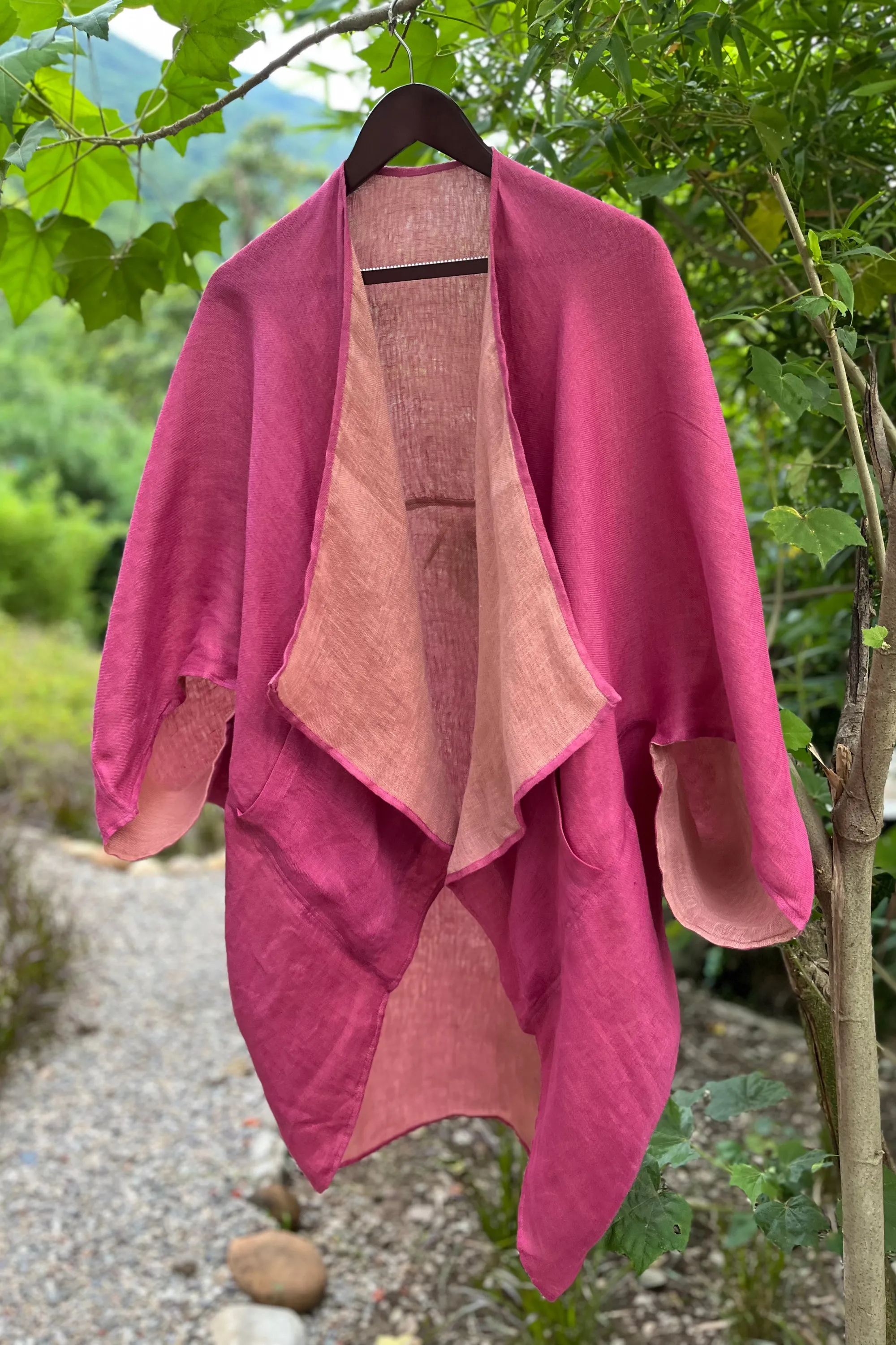 NEW! Reversible LINEN Kimono Desert Rose