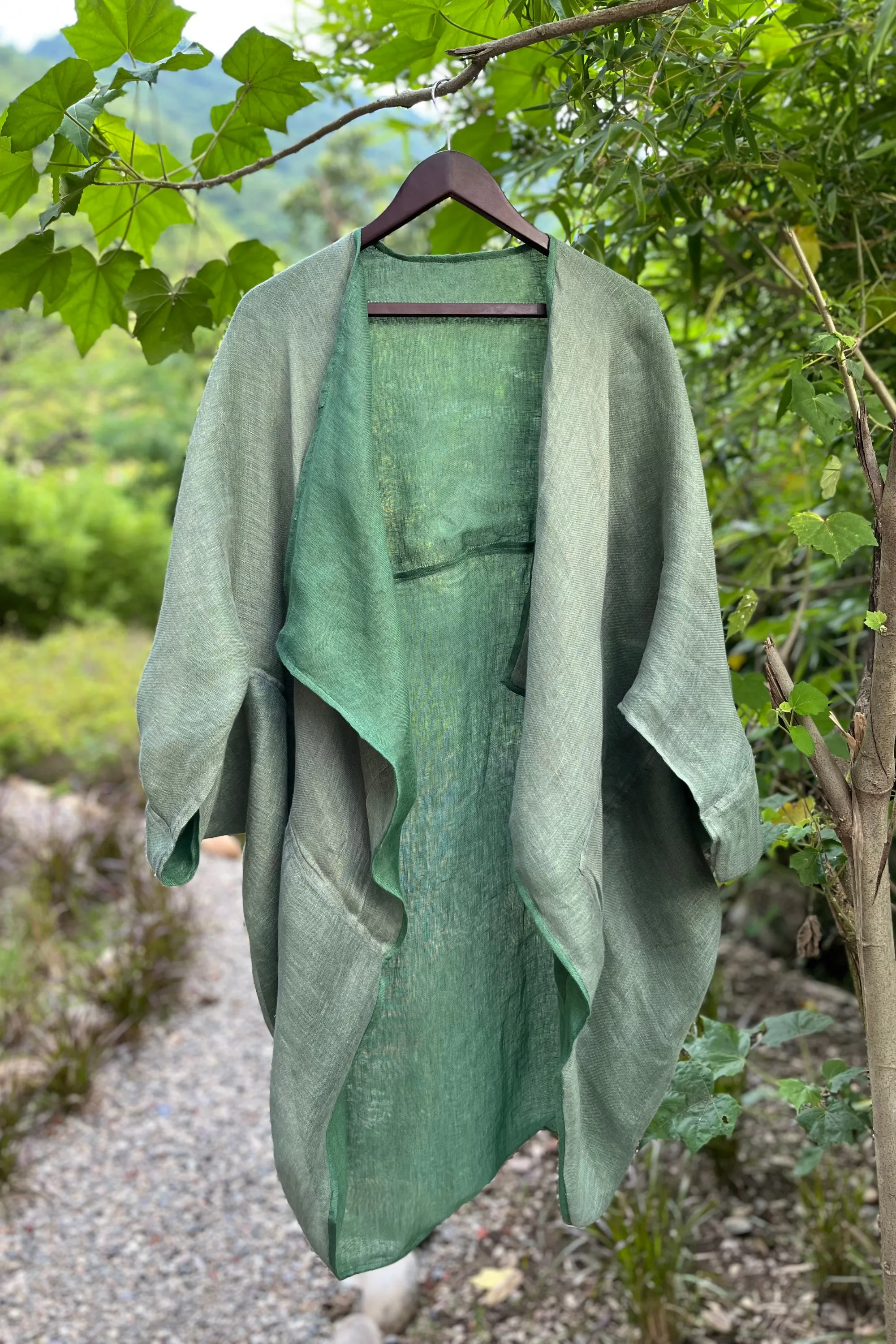 NEW! Reversible LINEN Kimono Ivy