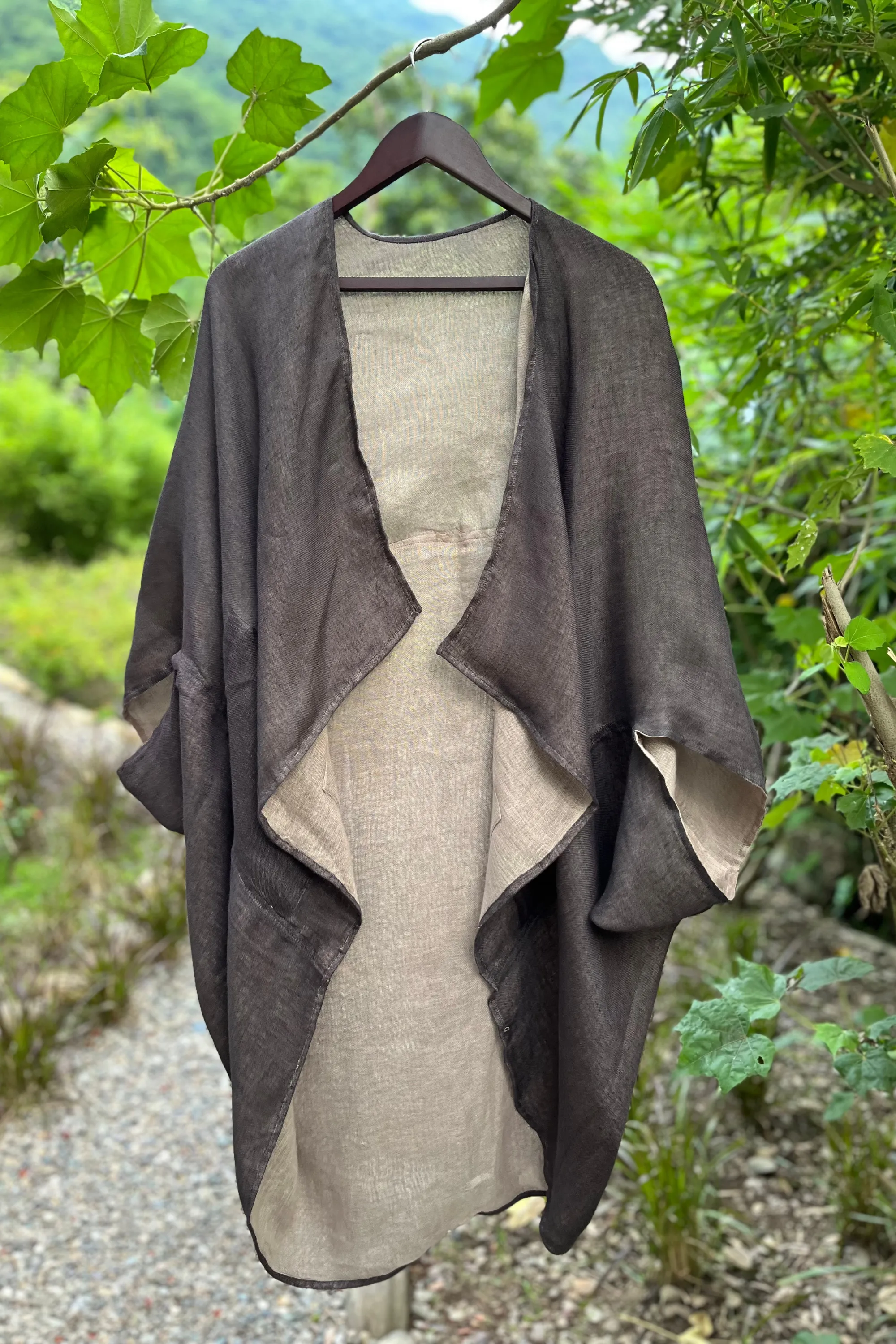 NEW! Reversible LINEN Kimono Sycamore PETITE