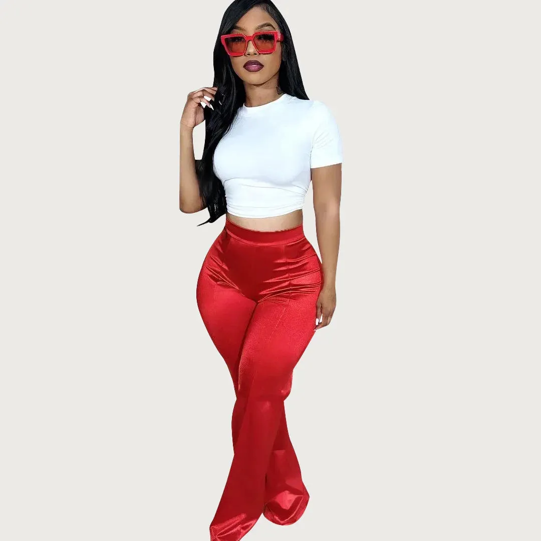 New Satin Pants High Waist