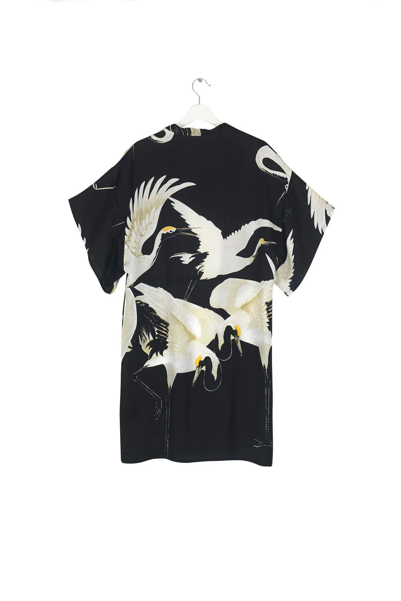 One Hundred Start Stork Black Midi Kimono