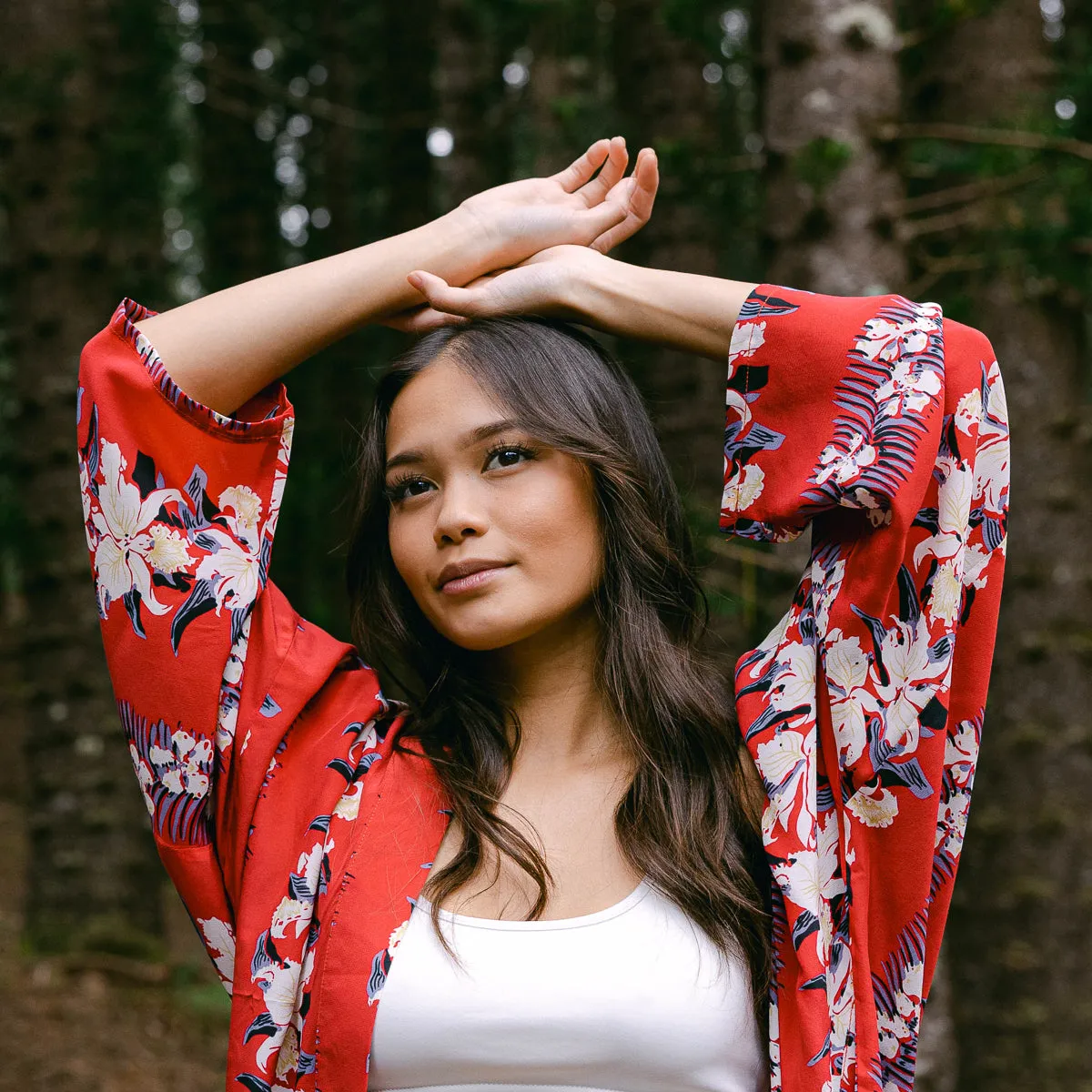 Orchid (Kimono Cover-Up) - Red